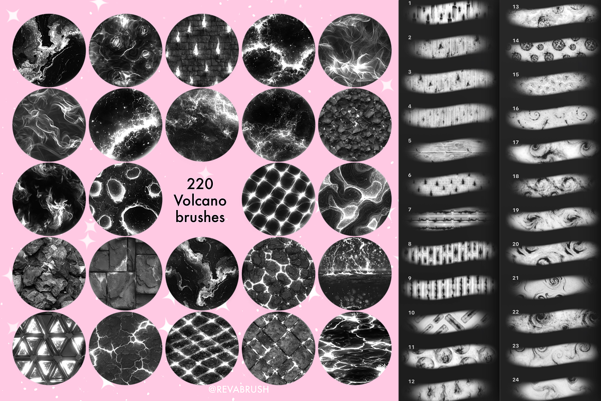 Procreate Volcano Fire texture brush, a Brush Add-On by Revabrush (Photo 2 of 8)