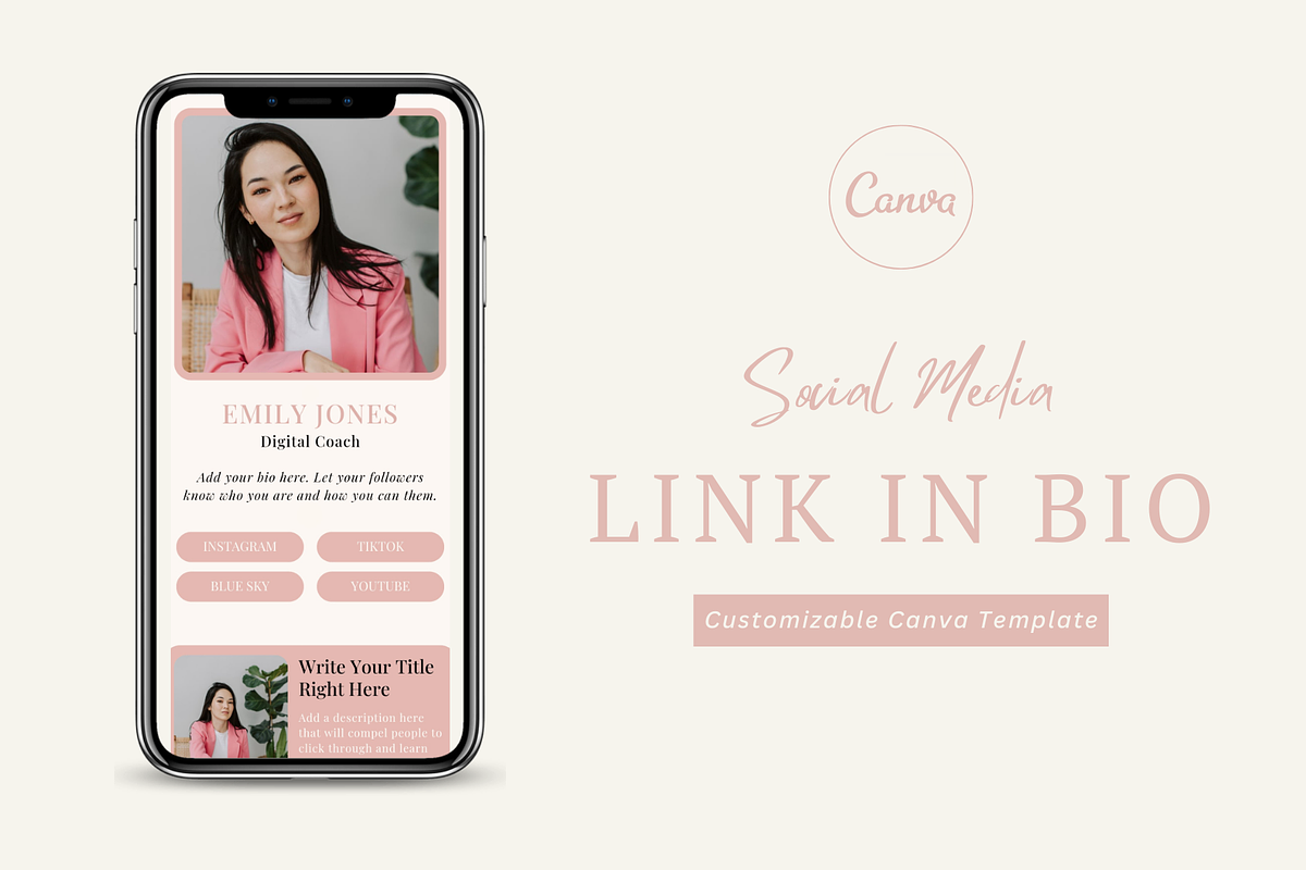 Link In Bio Canva Template | Coach, a Landing Page Template by The Chaos Project (Photo 1 of 7)