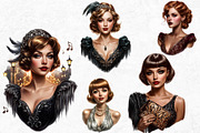 Vintage flappers clipart set, a Decorative Illustration by ThatsDesignArt (Thumbnail 8 of 10)