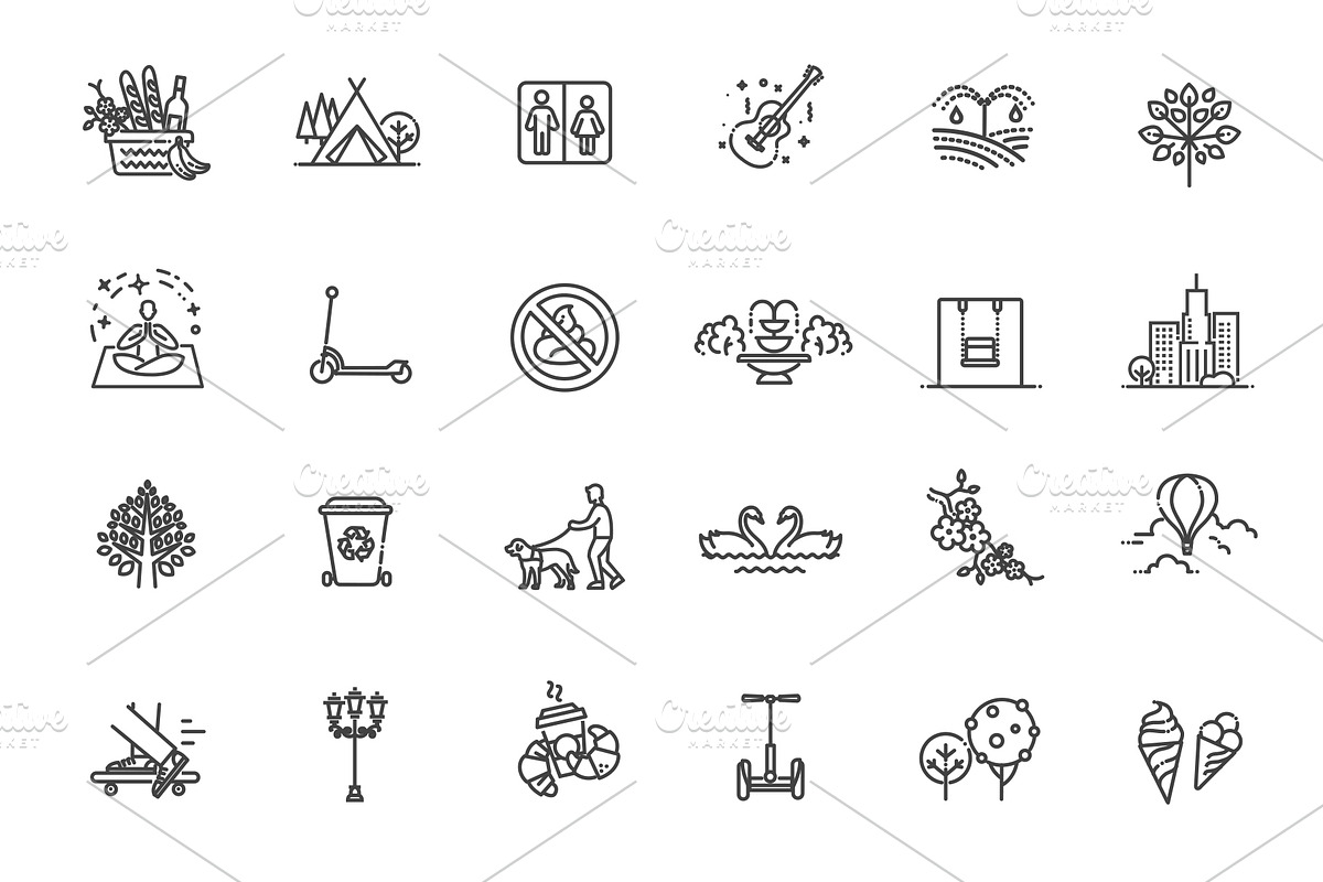 City Park icons set, an Outline Icon by Tettygreen (Photo 2 of 2)