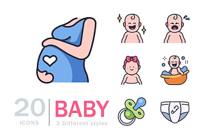 20 Baby Icon Set