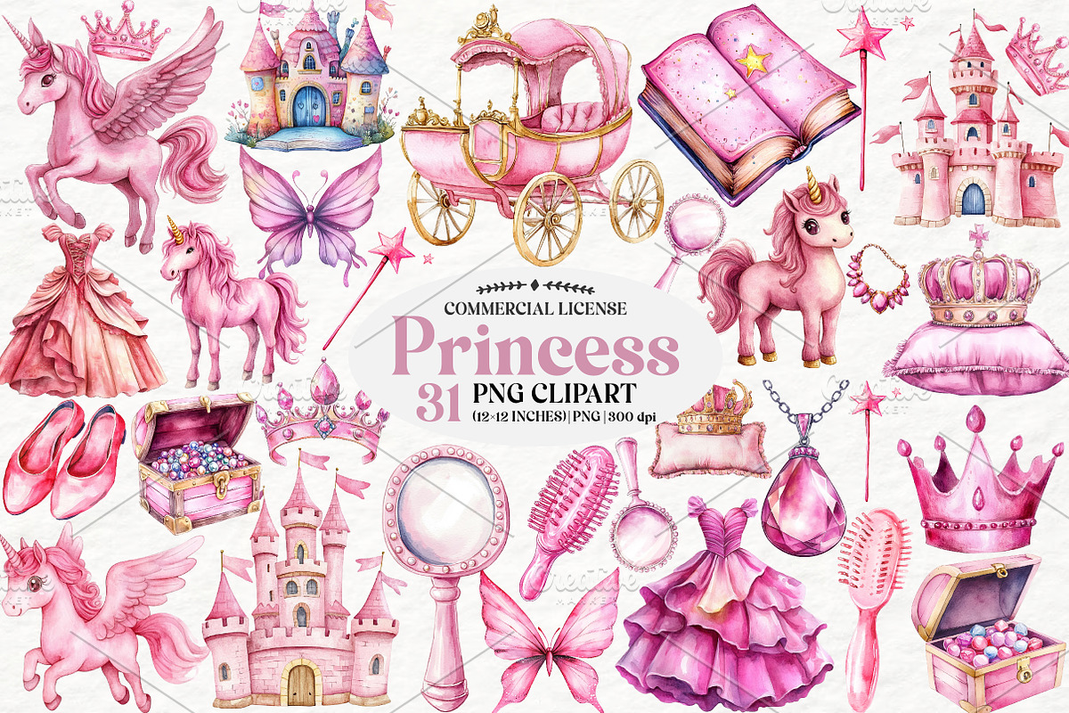 Watercolor Little Princess Clipart, an Illustration by Watercolor design (Photo 1 of 4)