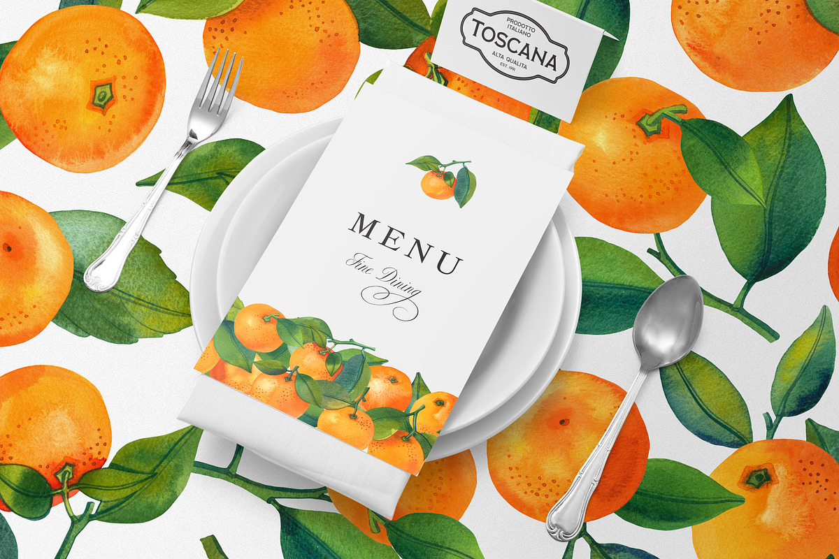 Watercolor Mandarin Fruits Vol. 2, a Food Illustration by Olga Begak Art & Design (Photo 8 of 8)