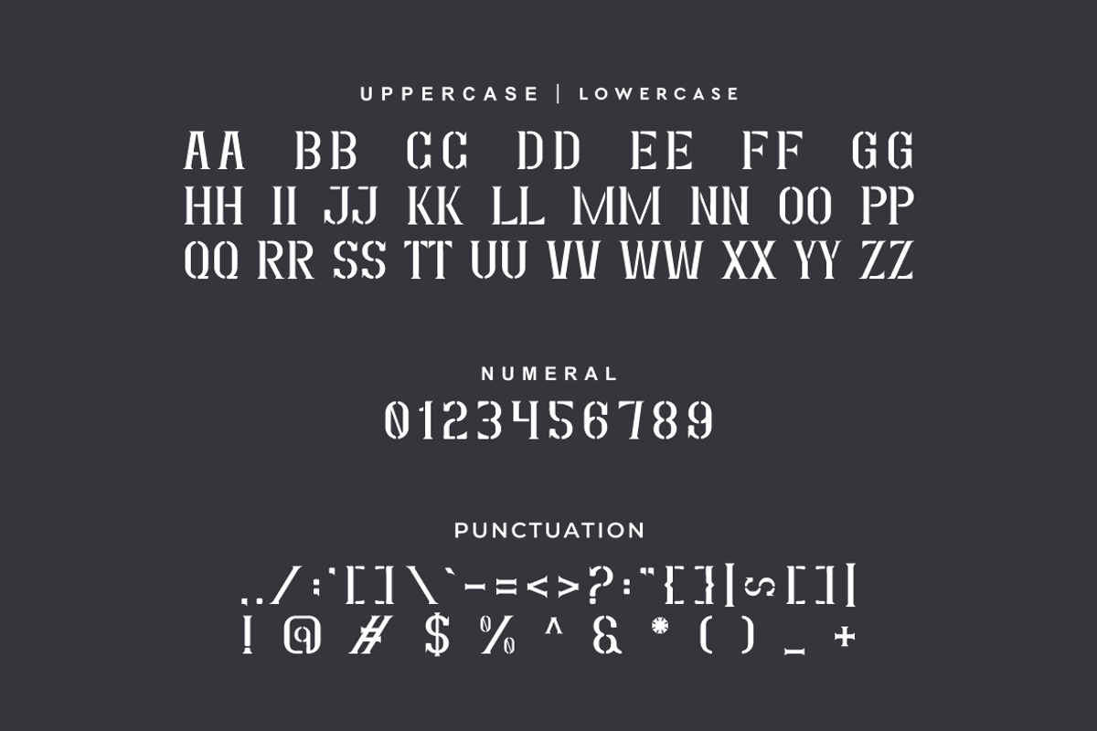Brogsen - Military Stencil Font, a Serif Font by Iqsiart Studio (Photo 6 of 7)