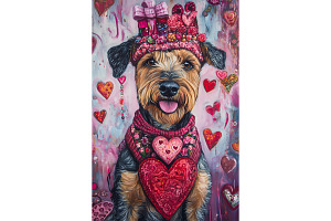 Valentine Airedale Terrier Art Print, an Animal Illustration by Art Paradise Studios