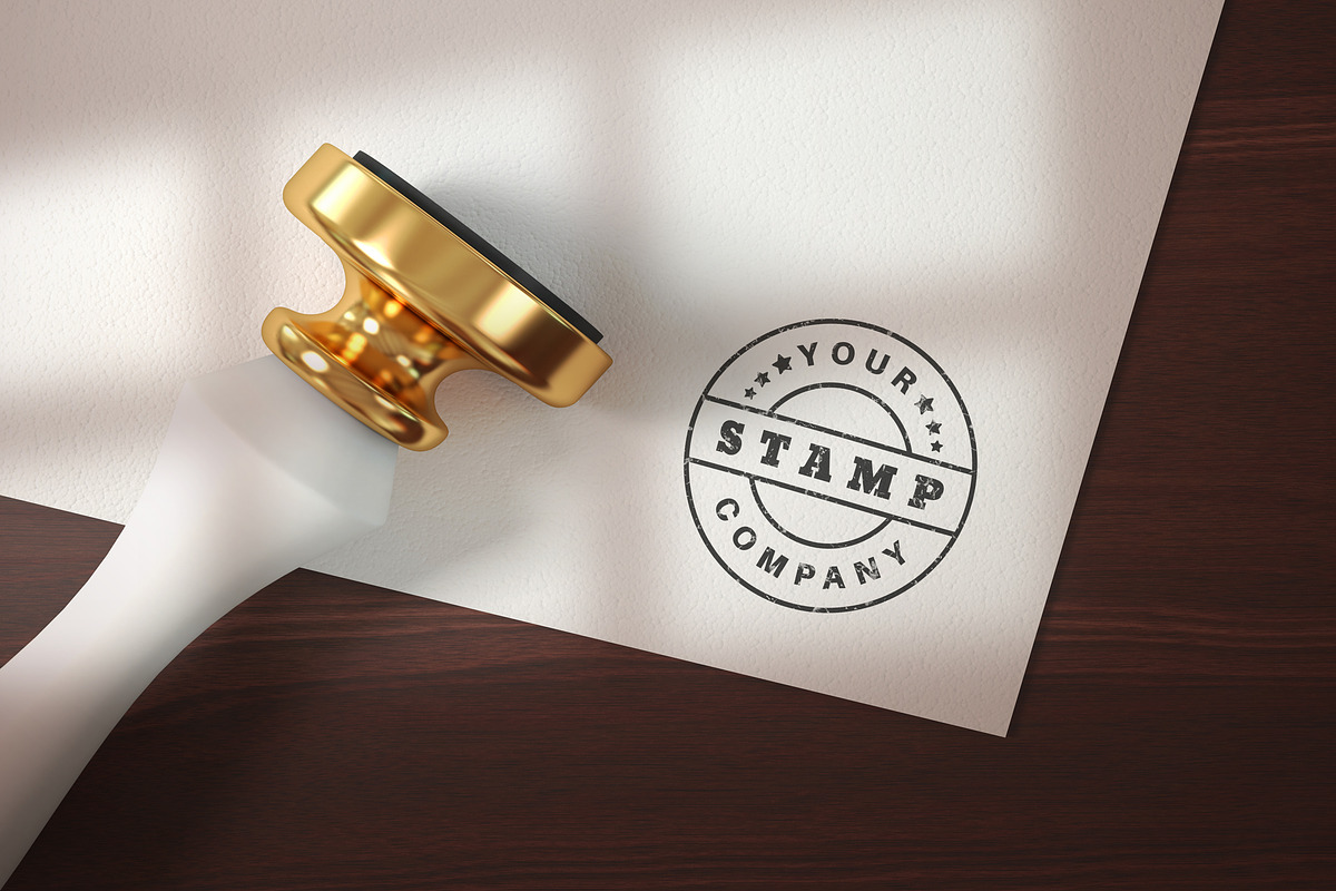 Rubber stamp logo - mockup template, a Product Mockup by rwgusev (Photo 1 of 3)