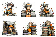 Quirky Book Lover Clipart, an Illustration by CreationArt (Thumbnail 2 of 5)