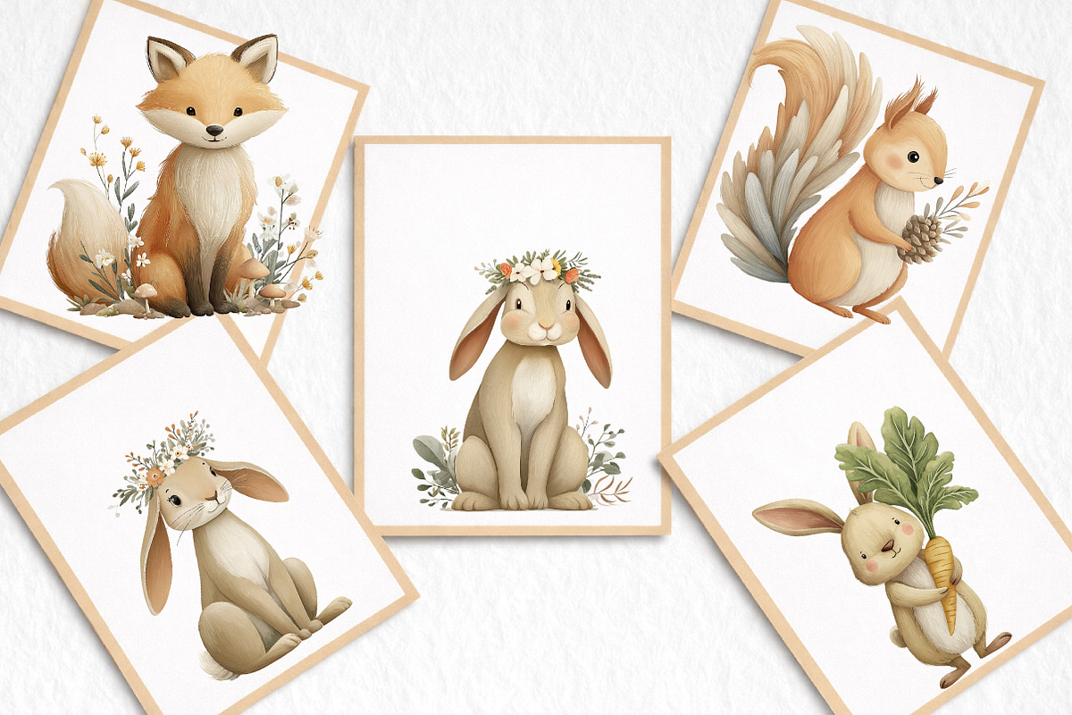 Cute Forest Animals Woodland Clipart, an Illustration by DreamArtGraphic (Photo 3 of 8)