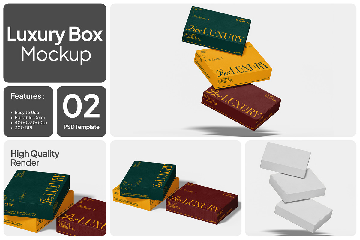 Luxury Box Mockup, a Packaging Mockup by Unerispace (Photo 1 of 4)