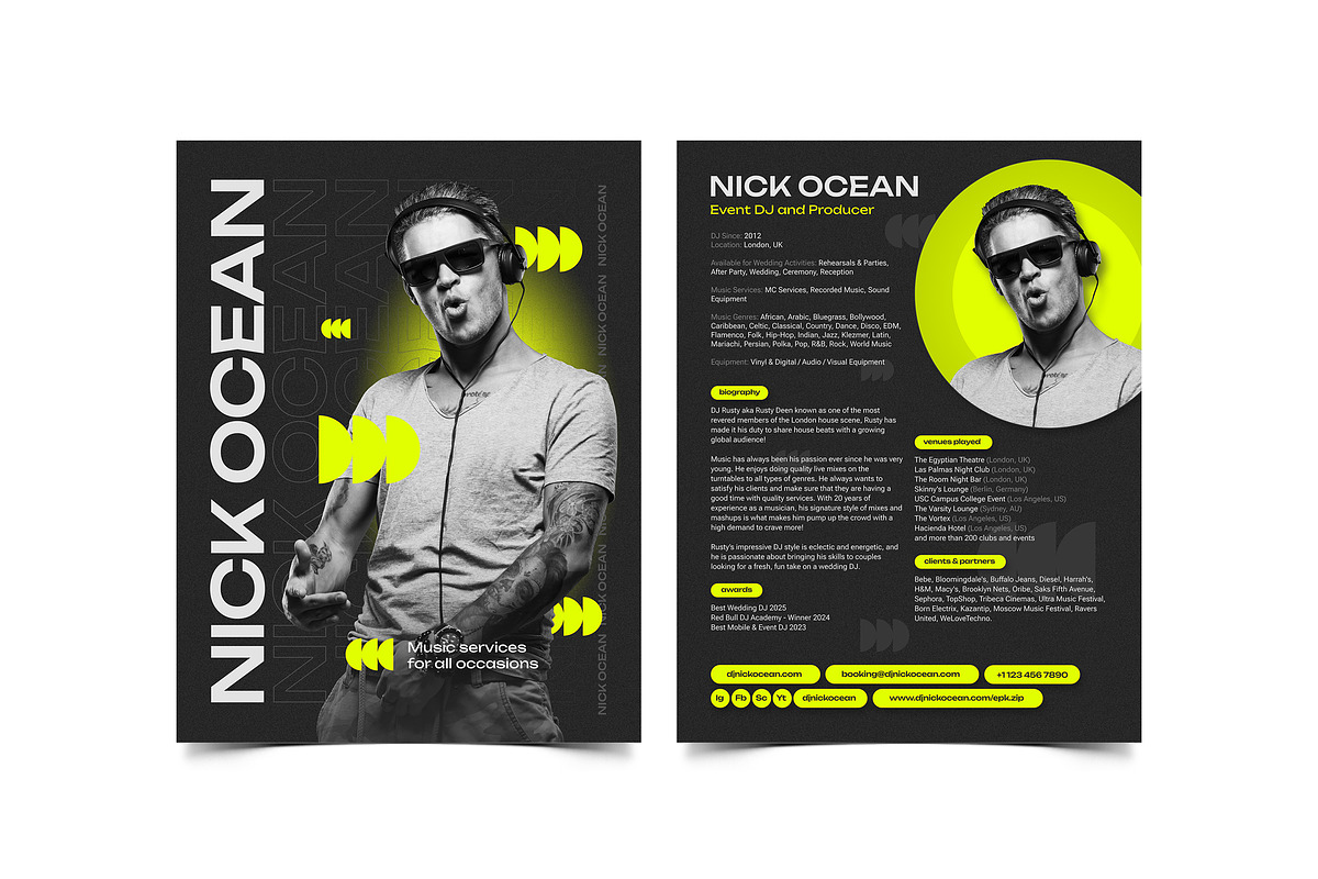 DJ Press Kit & Resume Template / EPK, a Resume Template by vinyljunkie (Photo 2 of 5)
