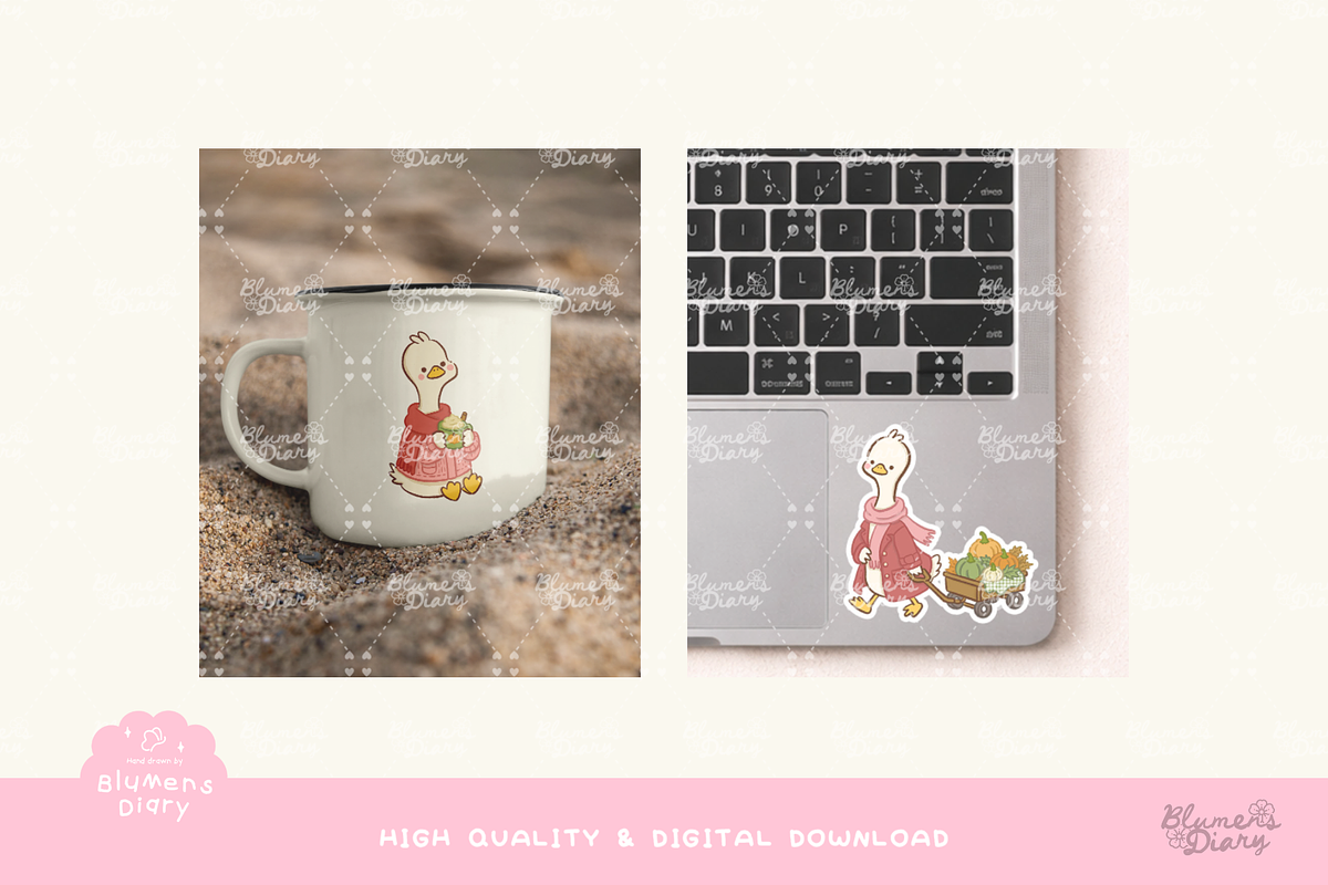 Kawaii Silly Goose Autumn Clipart, an Animal Illustration by Blumensdiary (Photo 5 of 6)