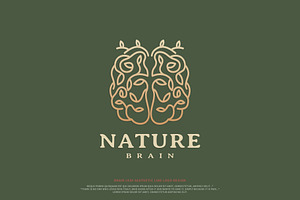 Brain leaf aesthetic line logo, a Branding & Logo Template by vexper