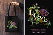 Love slogan. Embroidery flowers, an Illustration by Matrioshka (Thumbnail 1 of 9)