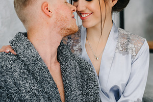 young couple in the morning at home, lifestyle
