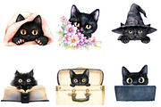 Black Cat Peeking Clipart PNG, an Illustration by DreamArtGraphic (Thumbnail 4 of 4)
