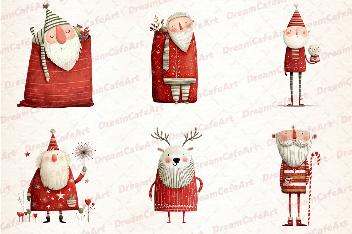 Funny Christmas Santa Clipart, an Illustration by DreamCafeArt (Photo 4 of 8)