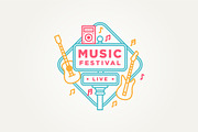 music festival line art badge logo, a Branding & Logo Template by Blazybone (Thumbnail 1 of 2)
