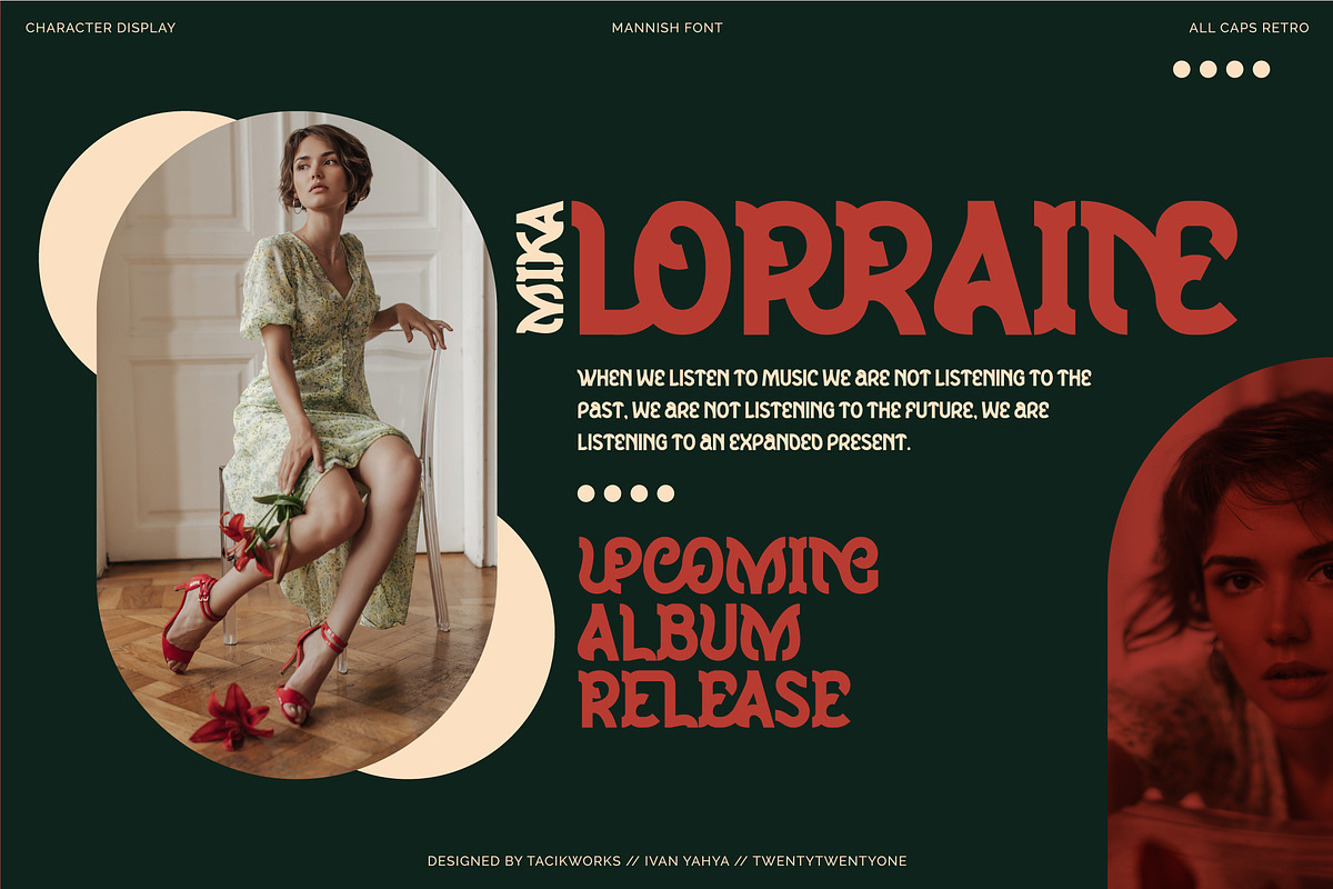Mannish All Caps Retro Display Font, a Slab Serif Font by Wortfice (Photo 2 of 11)
