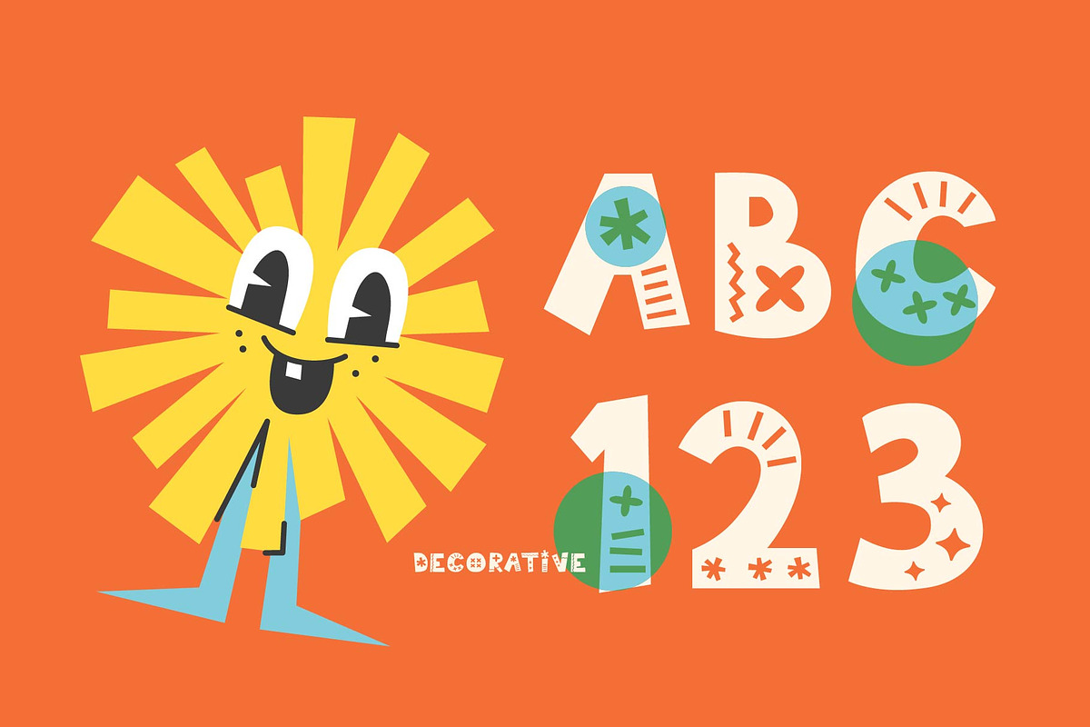 Tizzla – Cute Deco Sans Serif Font, a Symbol Font by Huge Dream Studio (Photo 6 of 8)