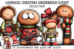 Whimsical Christmas Gingerbread Clip, an Illustration by OK Design