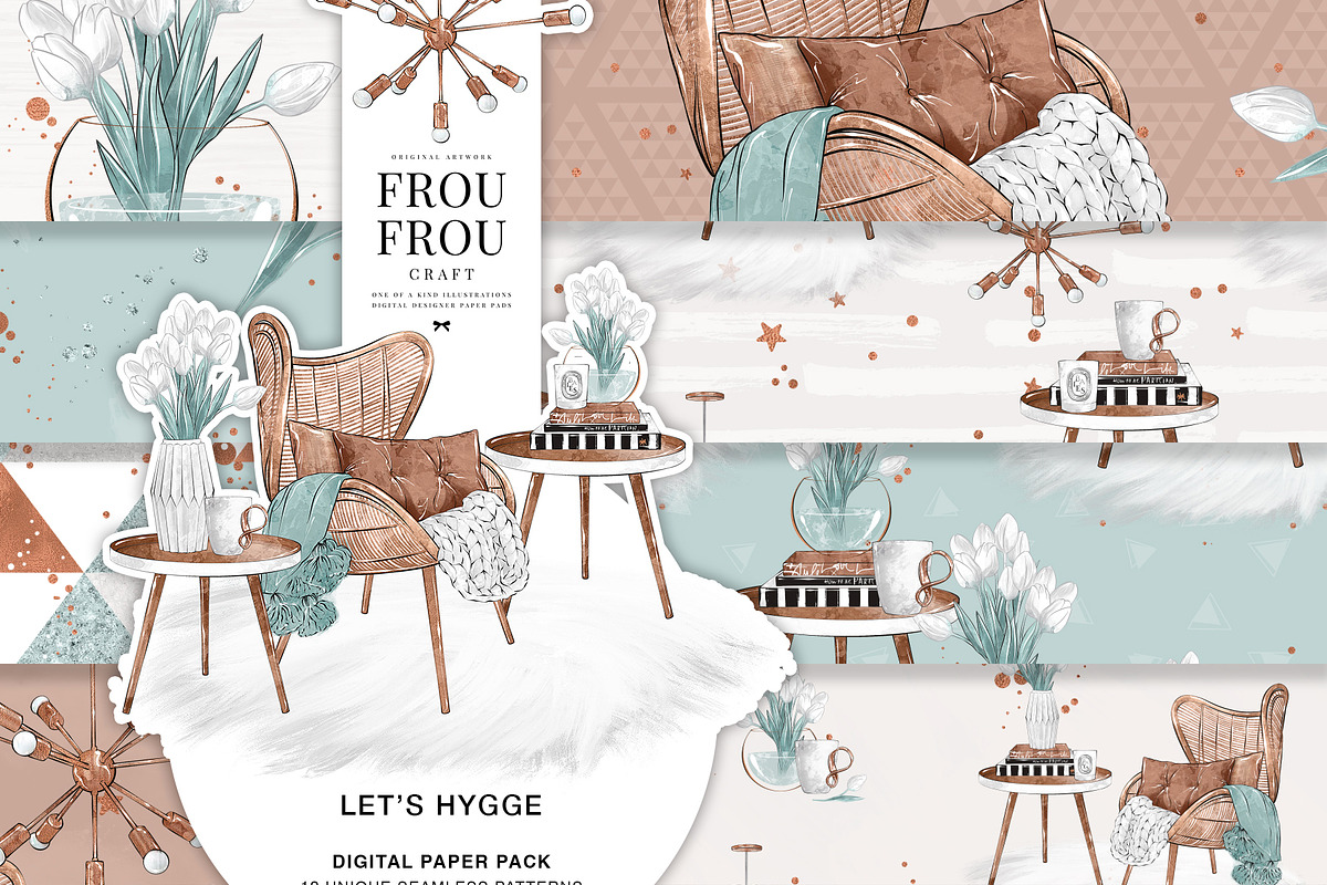 Hygge Interior Home Paper Pack, a Pattern Graphic by Frou Fou Craft (Photo 1 of 7)