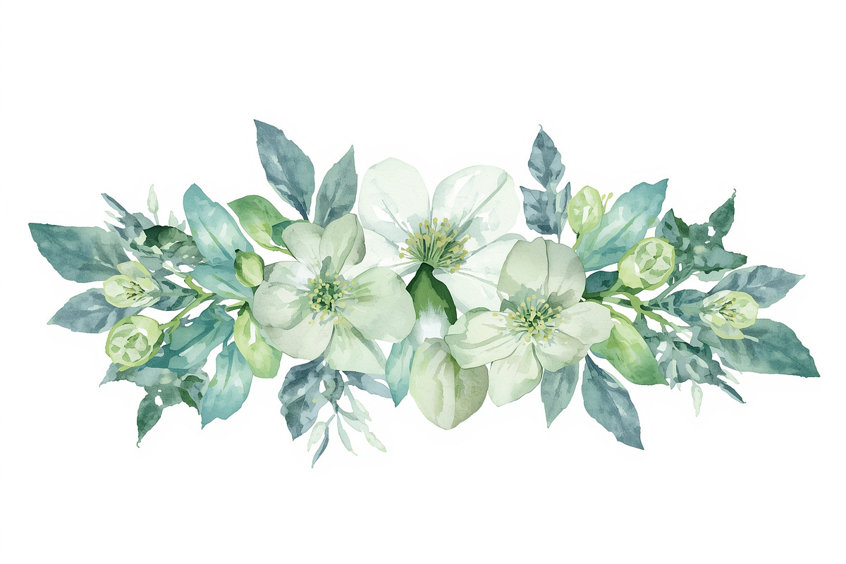 Elegant Green Floral Set, an Illustration by Designs_River (Photo 5 of 11)