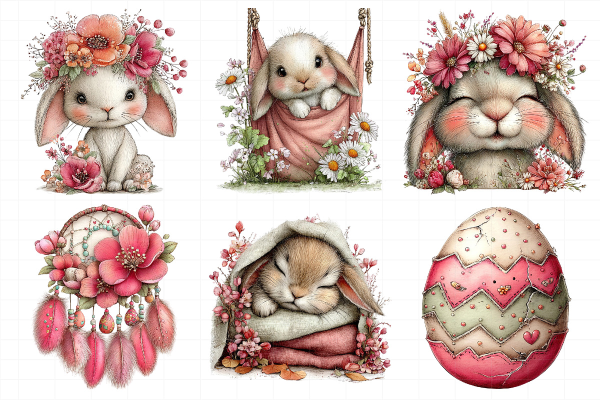 Boho Easter Elements Bundle, an Illustration by Daily.Designs (Photo 7 of 8)