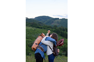 Travellers surprise meeting during, a Person Photo by HalfPoint