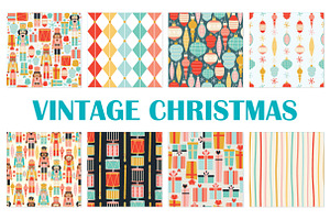 8 Vintage Christmas Seamless Files