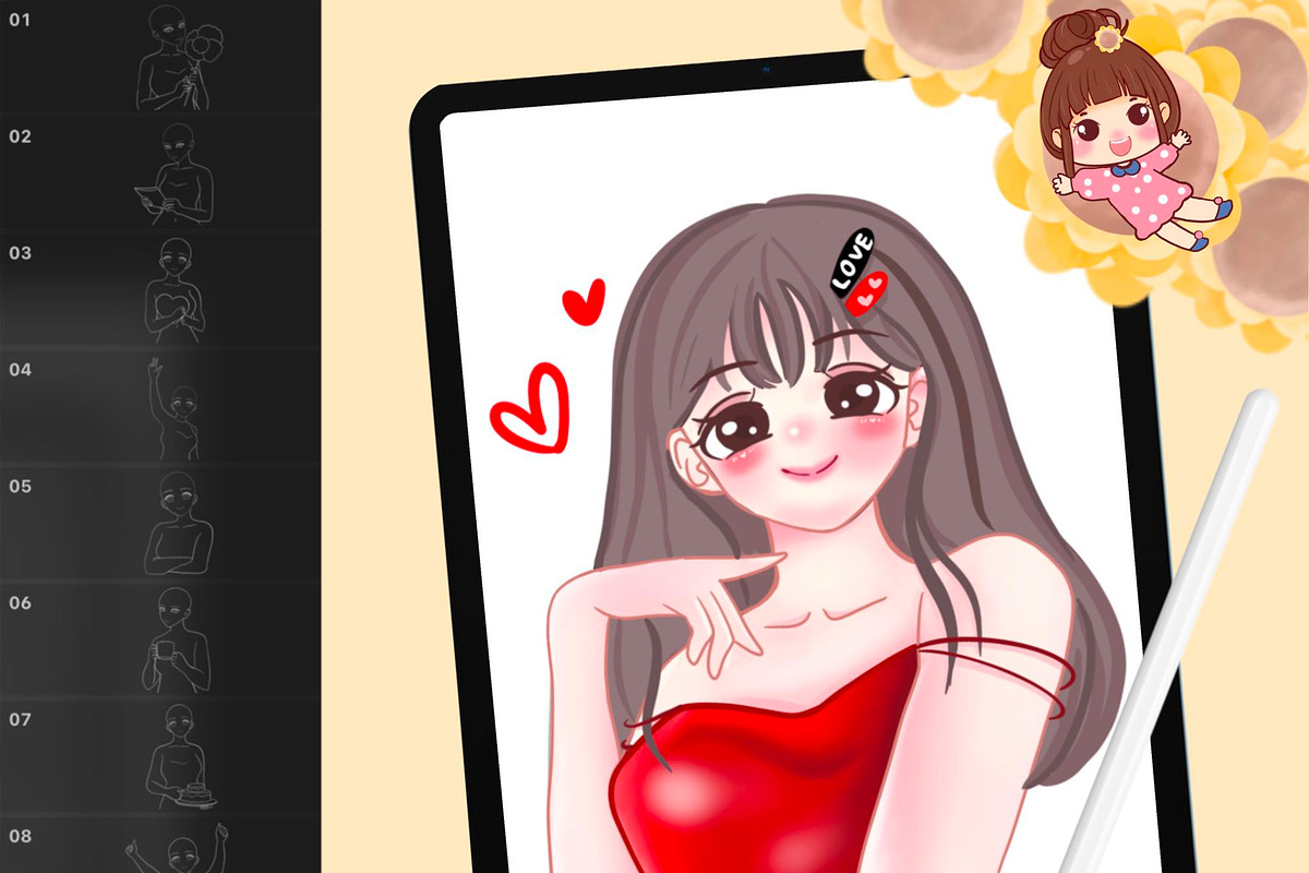 500 Anime Stamps Procreate Brush Set, a Brush Add-On by DrawingStoryShop (Photo 1 of 9)