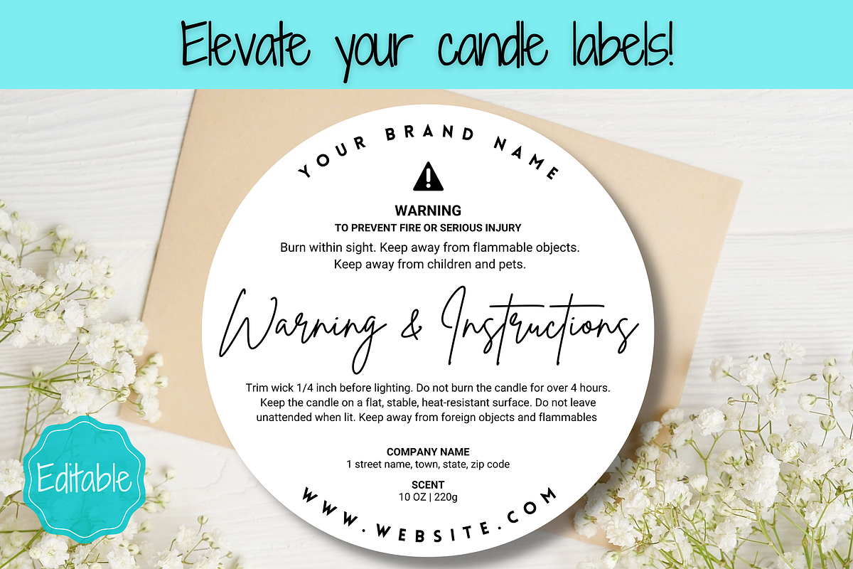 Candle Warning Label Template, a Templates & Theme by Templatables (Photo 3 of 8)