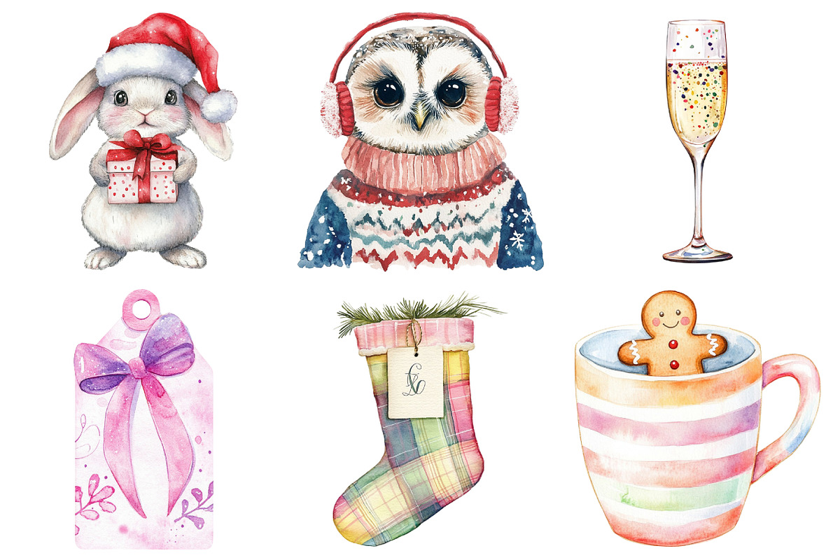 Pastel Preppy Christmas Clipart, an Illustration by Daily.Designs (Photo 3 of 5)