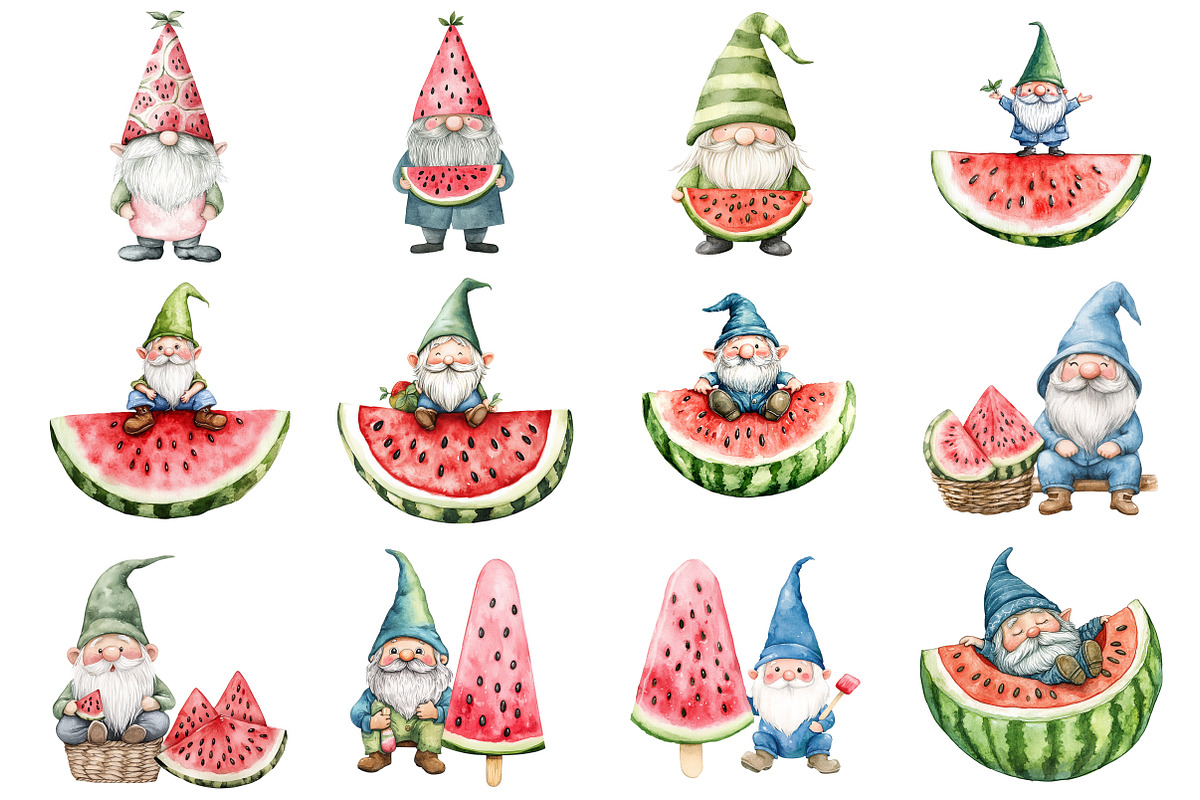 Watermelon Gnome Clipart, an Illustration by Design Market (Photo 3 of 4)