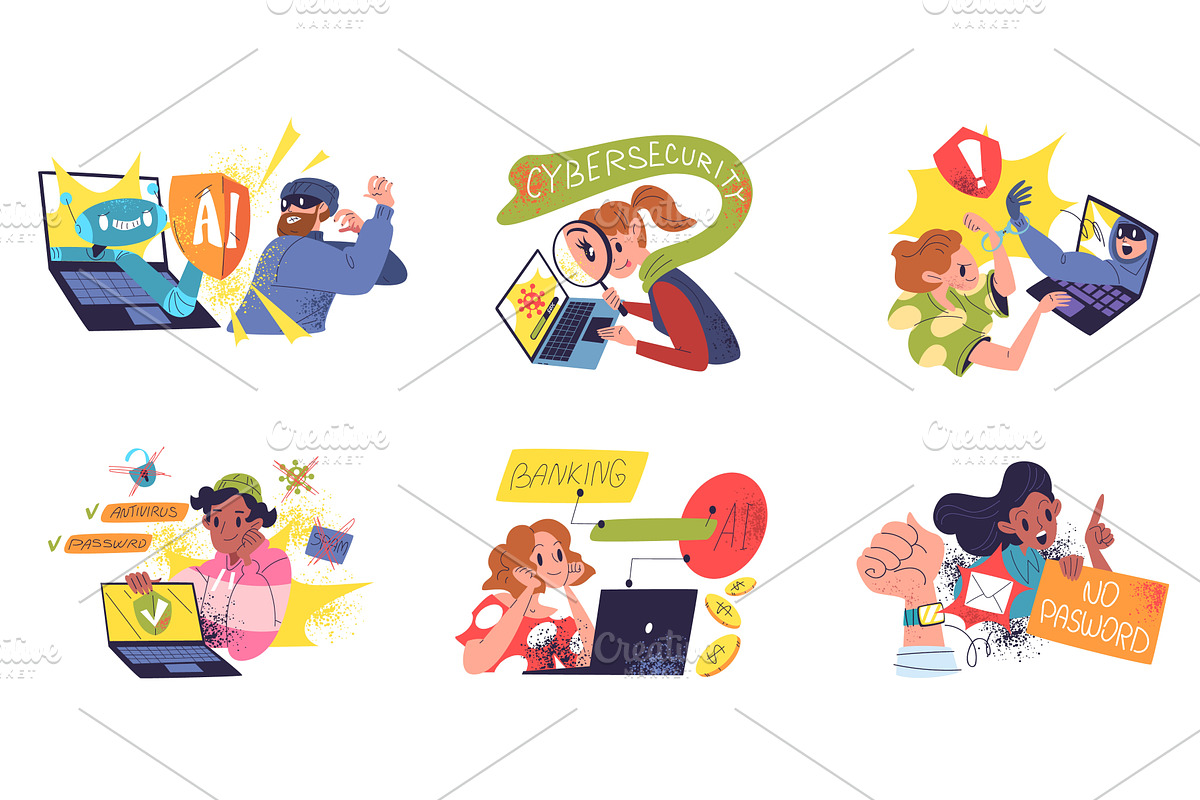 People cyber safety. Cybersecurity, a Technology Illustration by Stock-Smart-Start