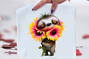 Watercolor Sunflower Animal Clipart, an Animal Illustration by SVGArt (Thumbnail 3 of 5)