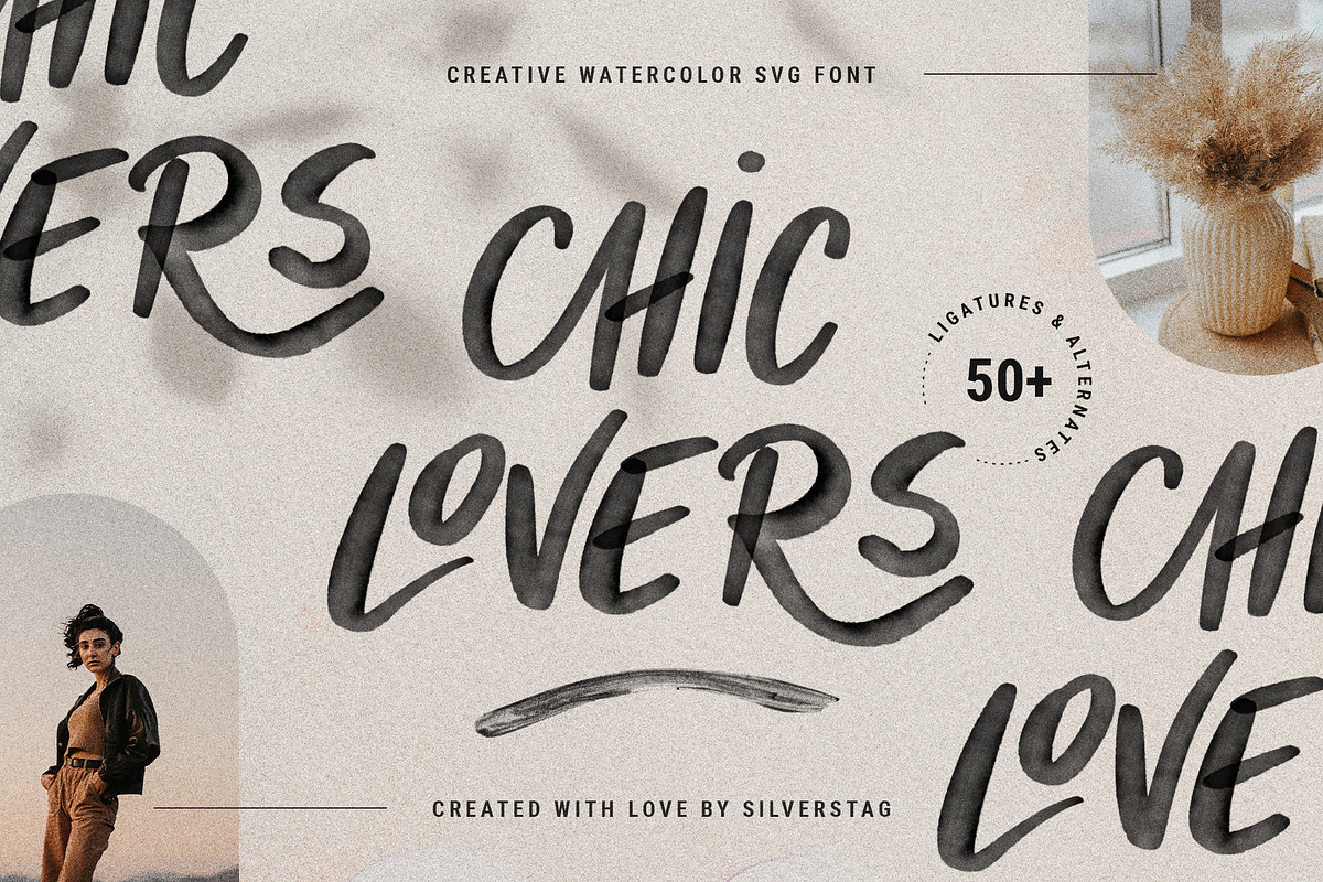 CHIC LOVERS - Watercolor SVG Font, a Script Font by SilverStag Type Foundry (Photo 1 of 14)
