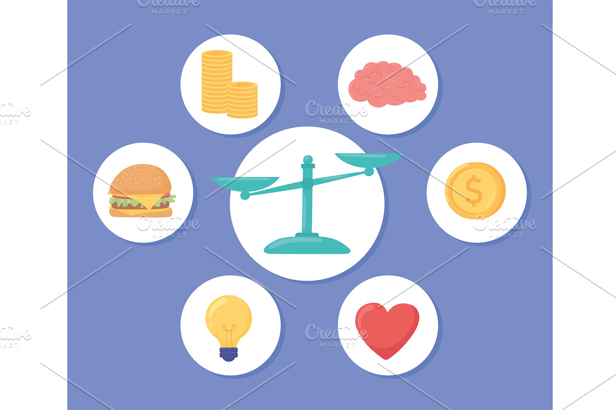 balance scale set, an Object Illustration by studiogstock
