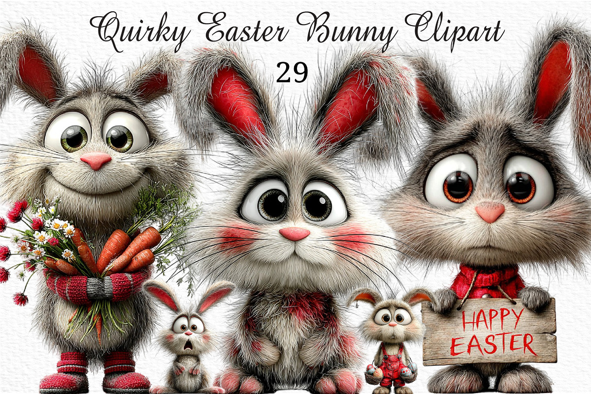 Quirky Easter Bunny Clipart Png, an Illustration by Craft Nest (Photo 1 of 11)