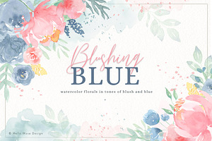 Blush and Blue Watercolor Flowers