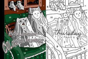 Cute ghost color by number, a Graphic by Thursdaypaper