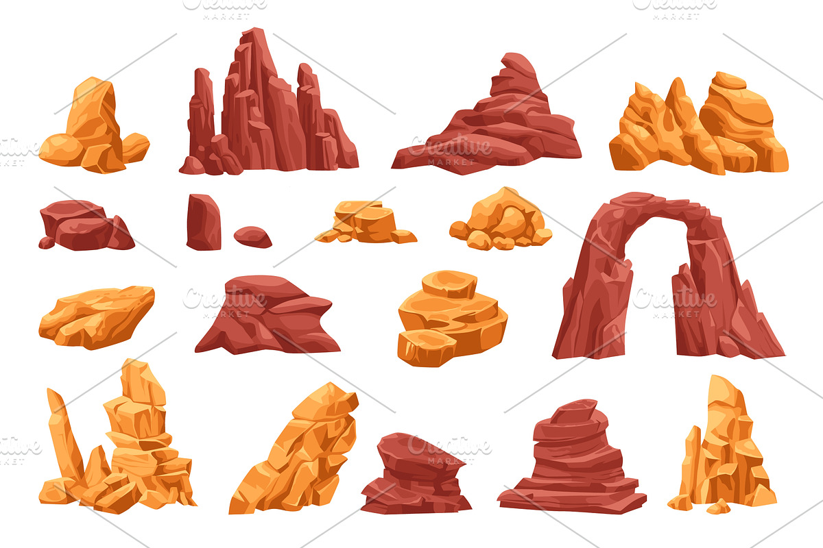Cartoon desert rocks. Isolated, an Object Illustration by Stock-Smart-Start