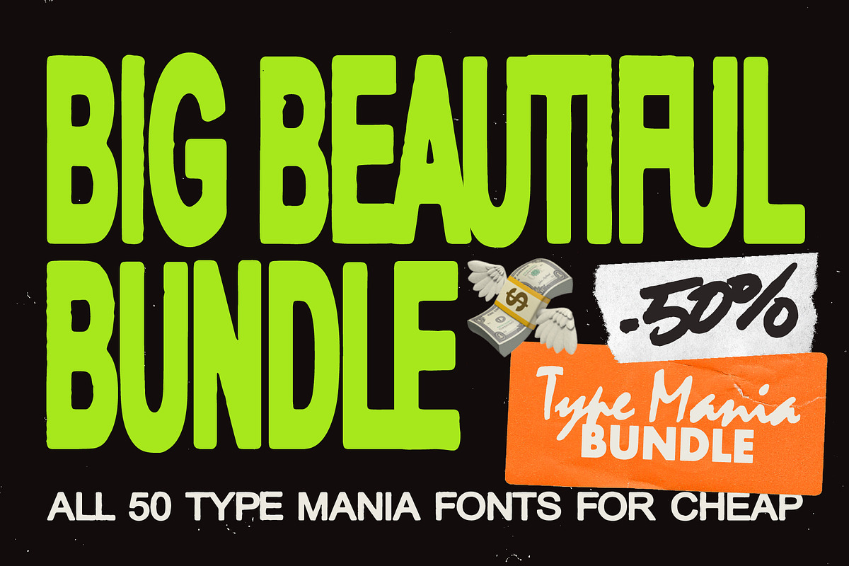50 TYPE MANIA FONTS // 50% OFF!, a Font by Type Mania (Photo 1 of 51)