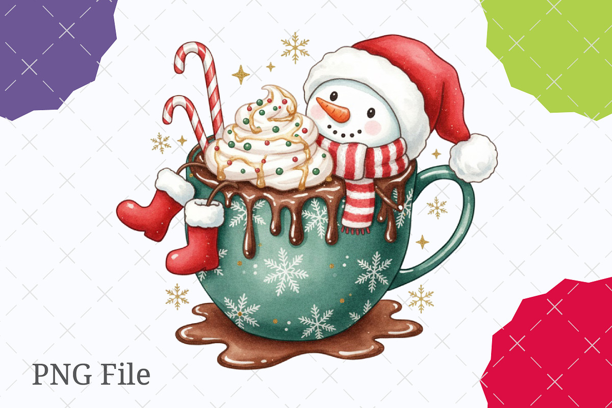 Christmas Snowman Hot Cocoa Png, an Illustration by designcity5 (Photo 1 of 8)