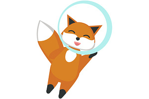 Vector fox astronaut animal cartoon, an Animal Illustration by SiberianArt