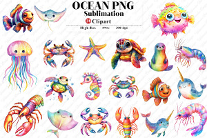 Ocean Clipart Bundle, an Illustration by Watercolor design