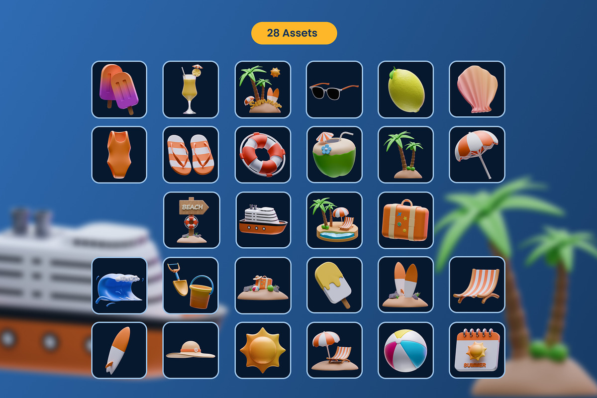 Summer Object 3D Icons, an Object 3D Model by Azam Creative (Photo 5 of 5)