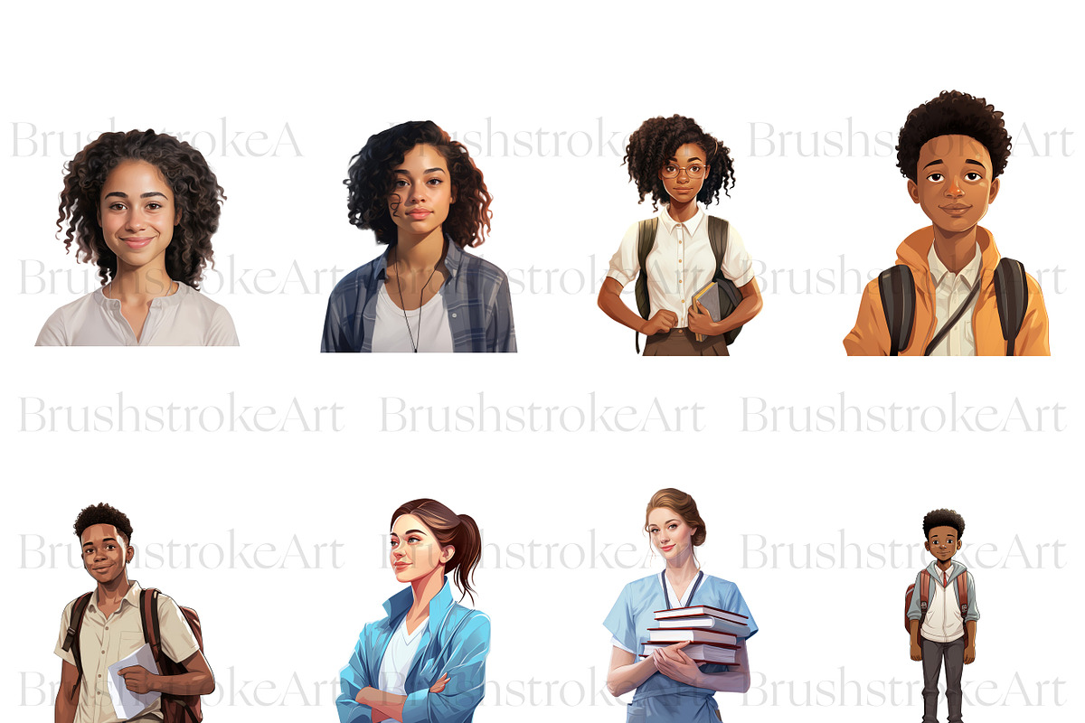 Students Clipart, College Girl, Teen, a Person Illustration by BrushstrokeArtGB (Photo 4 of 9)