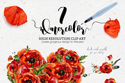 Poppy Mania Watercolor Clip Art Set, a Decorative Illustration by Inna Sinano (Thumbnail 5 of 7)