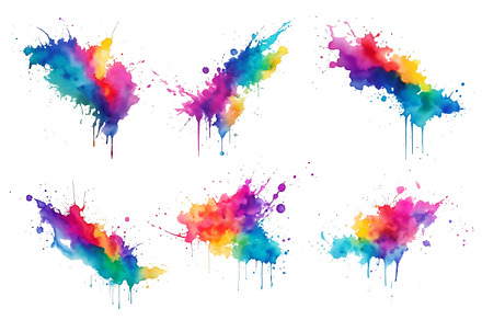 Colorful rainbow ink splash brush