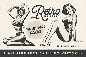 Retro Halftone Pinup Girl Pack